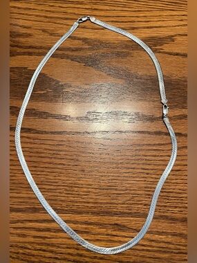 Flat Herringbone Sterling Silver Necklace